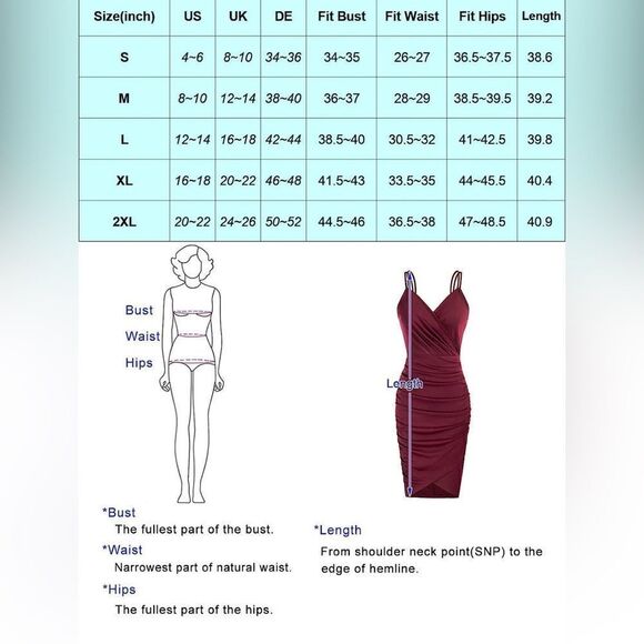 GRACE KARIN Women's Sexy Party Club Dress Spaghetti Straps Wrap V-Neck Bodycon - Picture 4 of 5